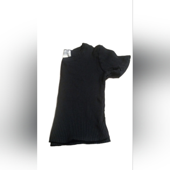 XS Black Ribbed Crop Top - Picture 2 of 3